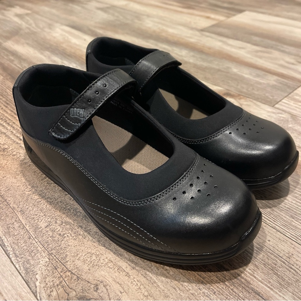 Drew Rose Women's Shoes 10 WW Mary Jane Orthopedic Black Leather Patent Comfort